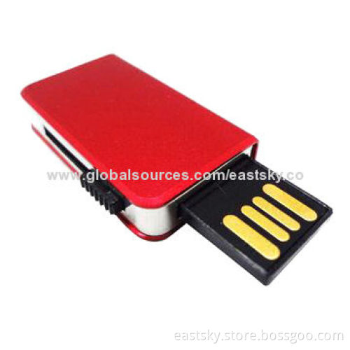 Promotional Slide Thumb Drive, Made of Metal, USB2.0 Interface, 64MB to 32GB Memory CapacityNew